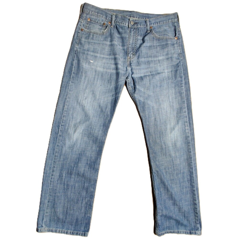 Levi’s 569 Loose Straight Jeans W34 L32 Light Wash Distressed Denim
